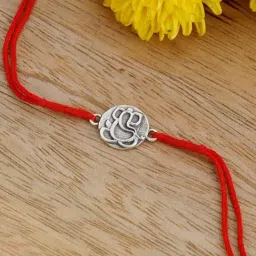GIVA 92.5 Sterling Silver Oxidized Ganesha Thread Rakhi with Roli Chawal-43