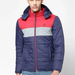 Wrangler Navy Regular Fit Colour Block Hooded Jacket-21