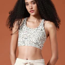 Only White U Neck Printed Sports Bra-image-90