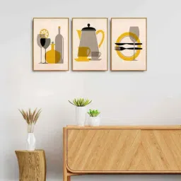999Store Brown & Grey Canvas Wall Painting Panel With Fibre Frame - Set of 3-40