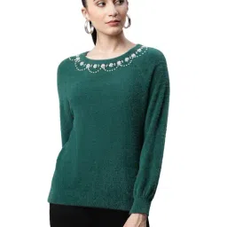 Global Republic Green Embellished Pullover-image-90