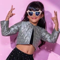 Lil Drama Kids Silver Printed Full Sleeves Shrug-image-54