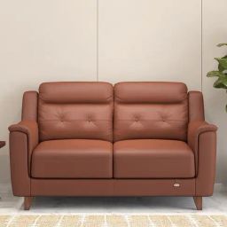 Durian Patrick Tan Brown Leather 2 Seater Sofa-picture-33