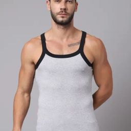 Cantabil Grey Cotton Regular Fit Vest-image-50