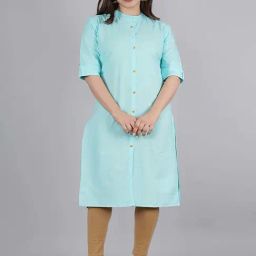 Kipek Blue Cotton Straight Kurta-image-31
