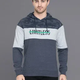Club York Navy & Grey Regular Fit Colour-Block Hooded Sweatshirt-picture-33
