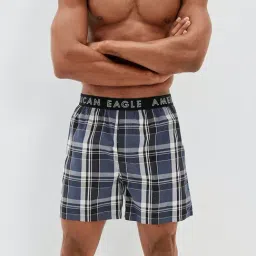 American Eagle Men Black Plaid Stretch Boxer Short-image-73