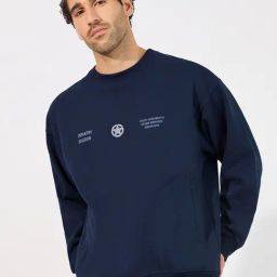 Styli Navy Blue Regular Fit Printed Sweatshirt-picture-26