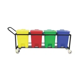 Grassland Pedal Dustbin HDPE Plastic Multi Color 40 L with Lid & 4 Wheels, GPL1192-26