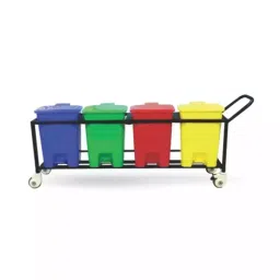 Grassland Pedal Dustbin HDPE Plastic Multi Color 40 L with Lid & 4 Wheels, GPL1192 image 2
