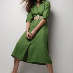Vero Moda Green Regular Fit Shirt Dress With Belt-picture-11