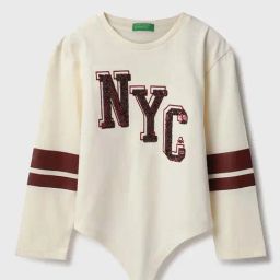 United Colors of Benetton Girls Beige Cotton Sequence Full Sleeves Tshirt-image-11