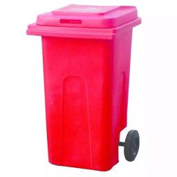 Grassland Dustbin HDPE Plastic Red 240 L with Lid & 2 Wheels, GPL1078-41