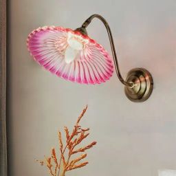 FOS LIGHTING Modern Industrial Pink Ribbed Glass Adjustable Gooseneck Wall Sconce-image-101