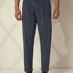 Selected Homme Dark Navy Linen Relaxed Fit Trousers-image-14