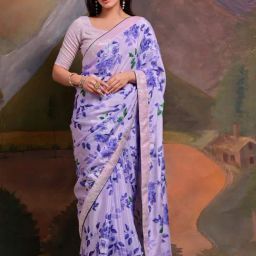 Saree Mall Blue Printed Saree With Unstitched Blouse-image-16