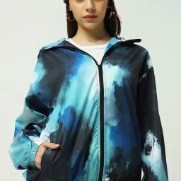 Bewakoof Blue Tie  Dye Oversized Windcheater Jacket-image-22