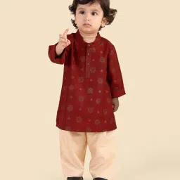 Fabindia Boys Maroon Printed Kurta Set-picture-35