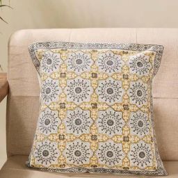 Fabindia Home Standalone Grey Cotton Hand Block Printed Cushion Cover-image-31