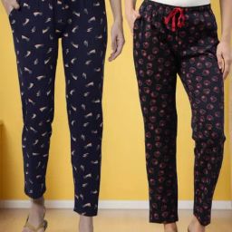 Kryptic Navy Printed Pure Cotton Elasticated Waist Band Regular Fit Pyjamas - Pack of 2-picture-10