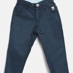 Palm Tree Boys Navy Blue Regular Fit Solid Trousers-image-74
