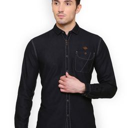 Kuons Avenue Men Black Smart Slim Fit Solid Casual Shirt-image-103