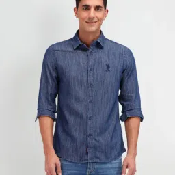 U.S. Polo Assn. Denim Co. Blue Cotton Slim Fit Denim Shirt-image-54
