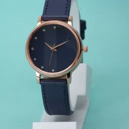 VIRAKTI Women Brass Embellished Dial & Leather Wrap Around Straps Analogue Watch G-05-BLUE-A-image-96