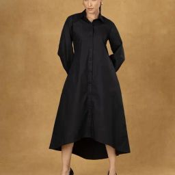 Powersutra Black Cotton Solid Full Sleeves Shift Dress-image-15