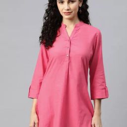 Nayam by Lakshita Pink Cotton Solid Kurti-image-39