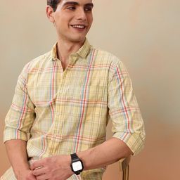 Mast & Harbour Men Standard Checked Pure Cotton Casual Shirt-image-67