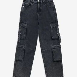 Y&F Kids by Westside Charcoal Cargo-Style High-Rise Jeans-image-39