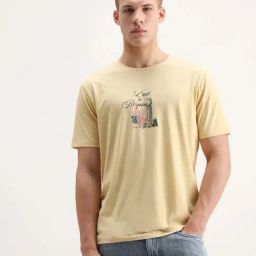 Rare Rabbit Yellow Cotton Regular Fit Graphic T-Shirt-picture-7