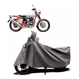 Auto Pearl Two Wheeler Cover with Bag for Royal Enfield Bullet Trials 500, Silver-image-95