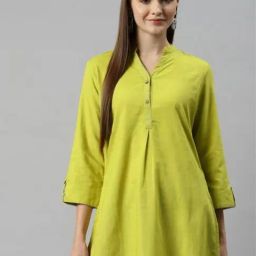 Nayam by Lakshita Green Cotton Solid Kurti-picture-42