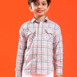 Tales & Stories Kids Grey & Pink Cotton Printed Full Sleeves Shirt-image-82