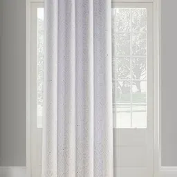 Fabindia White & Grey Geometric Sheer Long Door Curtain-image-83