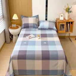 JC HOME Grey & Purple Geometric Printed 140 TC Queen Bedsheet Set 2.3 m x 1.8 m-image-67