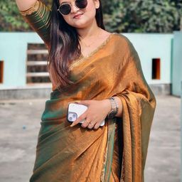 KALINI Gold Silk Blend Solid Sarees-picture-30