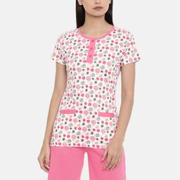 zebu Women Pink & White Printed Night suit-image-77