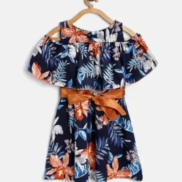 Stylestone Kids Navy Floral Print Dress-image-66