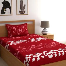 Dreamscape Red Cotton 144 TC Bed Sheet Set-image-41