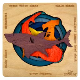 Ekoplay Endangered Sharks Wooden Board Puzzle Multicolour - 5 Pieces-image-81