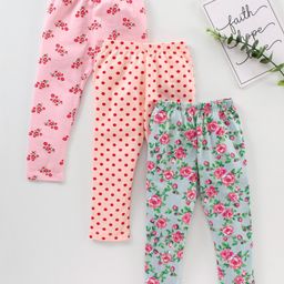 Babyhug Lycra Knit Flower Print Baby Leggings - Multicolour-image-48