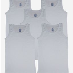 Kiddopanti Sleeveless Pack Of 5 Vests - White-picture-3