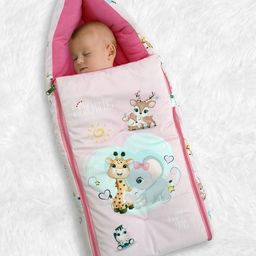 Baby Moo Animal Kingdom Premium Carry Nest Velvet With Hosiery Lining Sleeping Bag - Pink-image-61