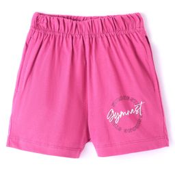 Fido Single Jersey Knit Above Knee Length Shorts with Text Print - Pink-picture-11