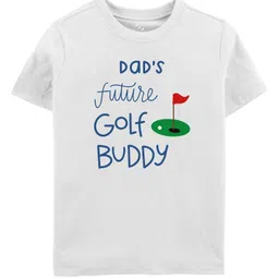 Zeezeezoo Half Sleeves Dads Future Golf Buddy Text Printed Tee - White-picture-35