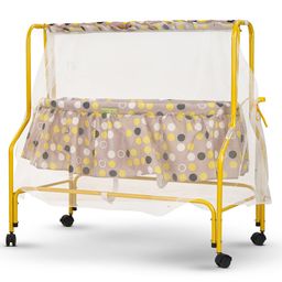 BAYBEE Cuddle Baby Swing Cradle for Baby, New Born Baby Bedding Set with Mosquito Net, Jhula Palna for Babies with Swing Bed | Baby Sleeping Swing Cradle (Yellow)-2