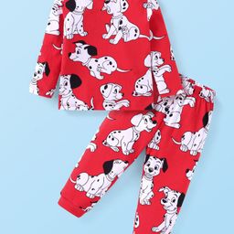 Babyhug Disney Single Jersey Knit Full Sleeves Night Suit with 101 Dalmatians Print - Red-image-99